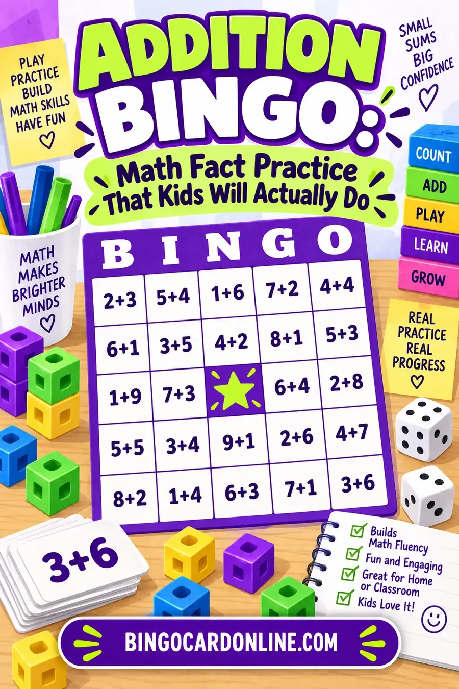 Addition Bingo: Math Fact Practice That Kids Will Actually Do