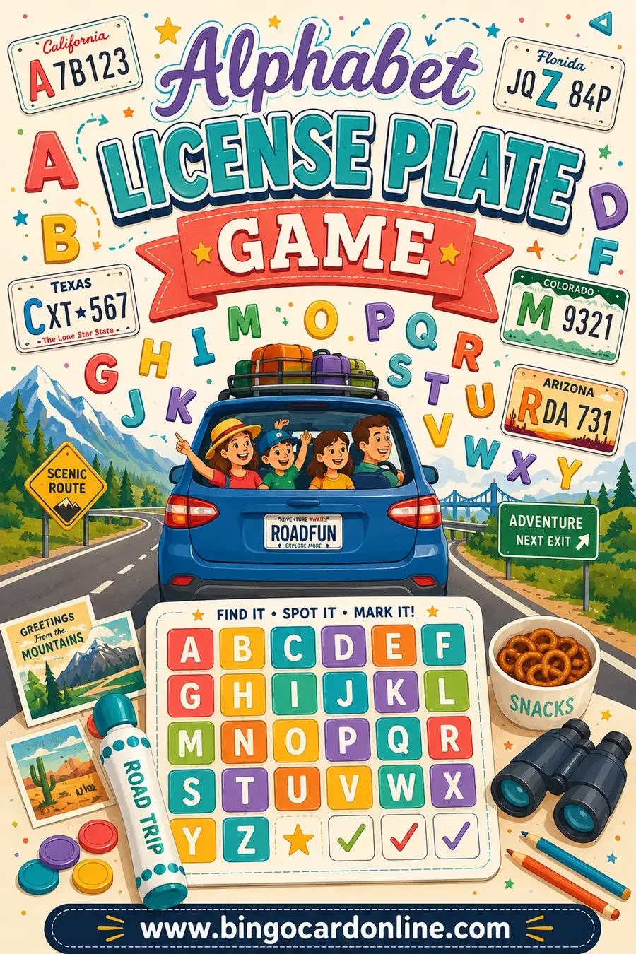 Alphabet License Plate Game: Free A–Z Road Trip Printable