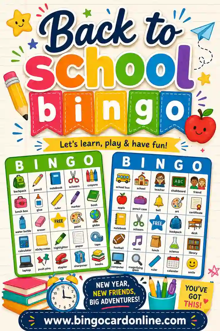 Back to School Bingo: Free Printable Cards & Word List