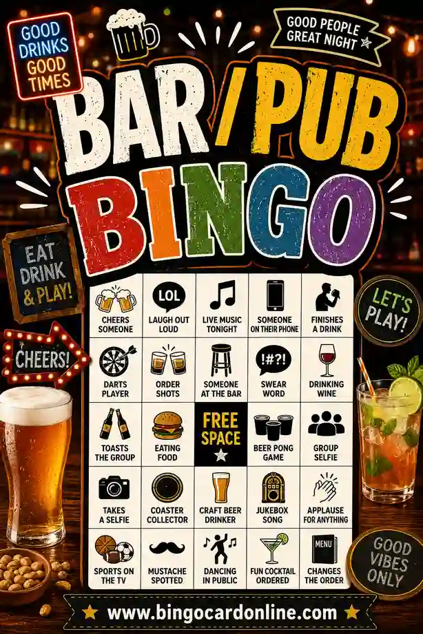 Bar & Pub Bingo: Free Printable Cards for a Fun Night Out