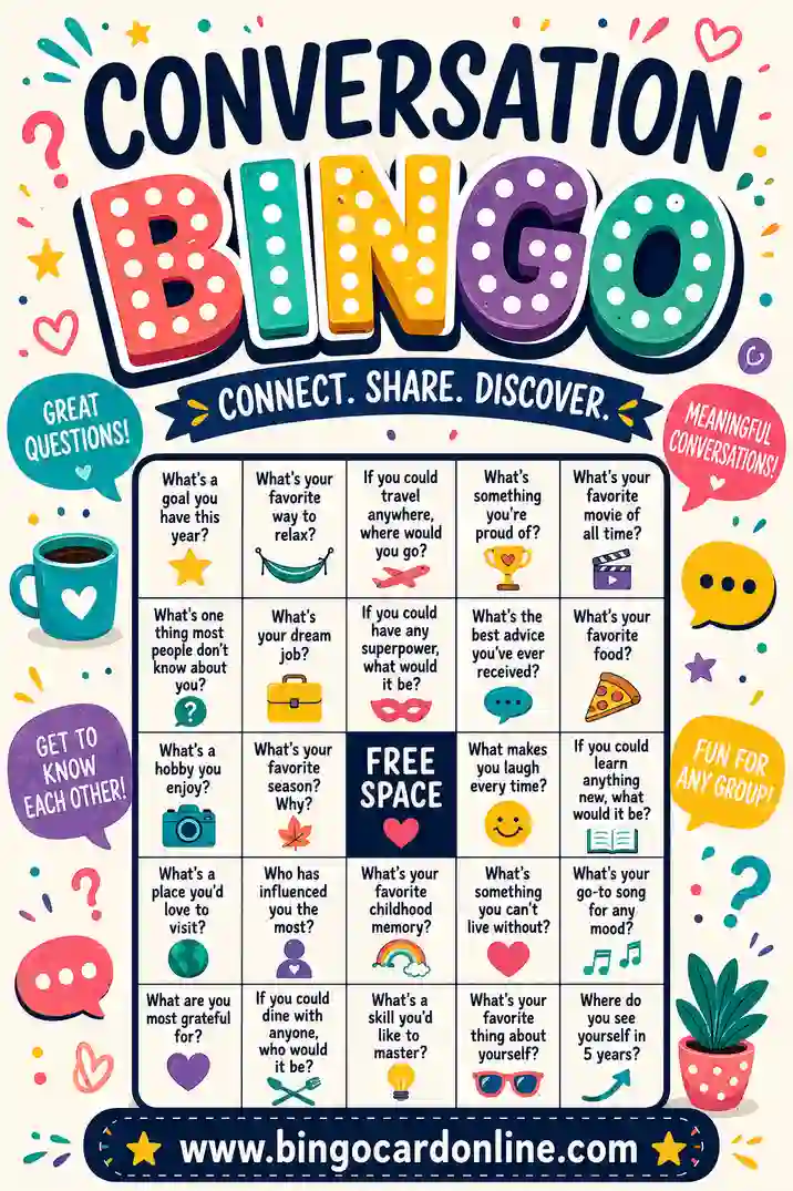 Conversation Bingo: Free Printable Icebreaker Cards