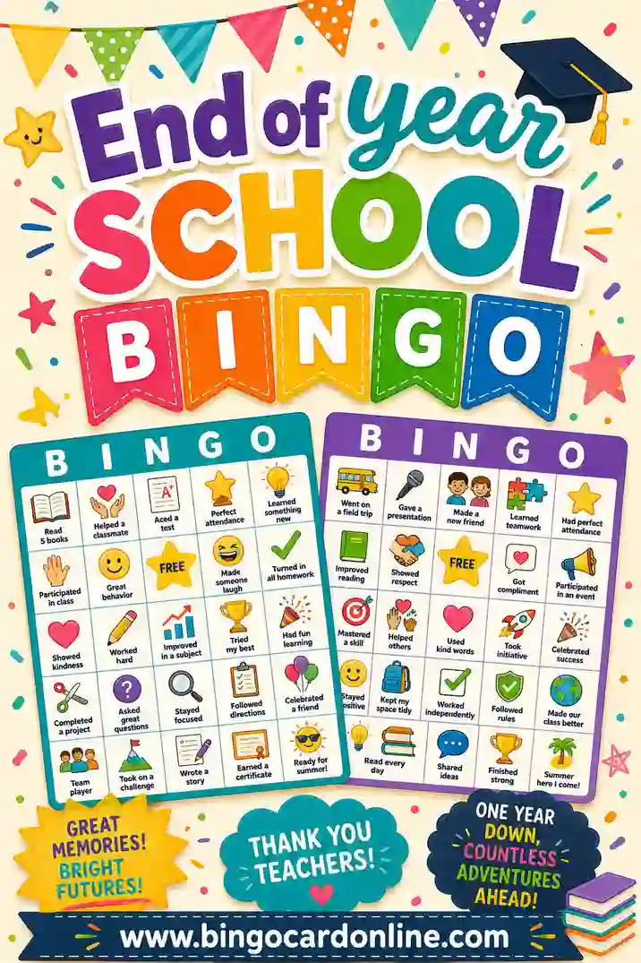 End of Year School Bingo: Free Printable Cards & List