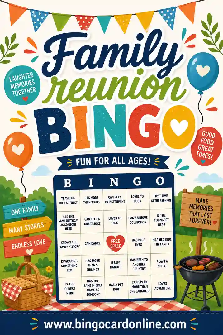 Family Reunion Bingo: Free Printable & Customizable