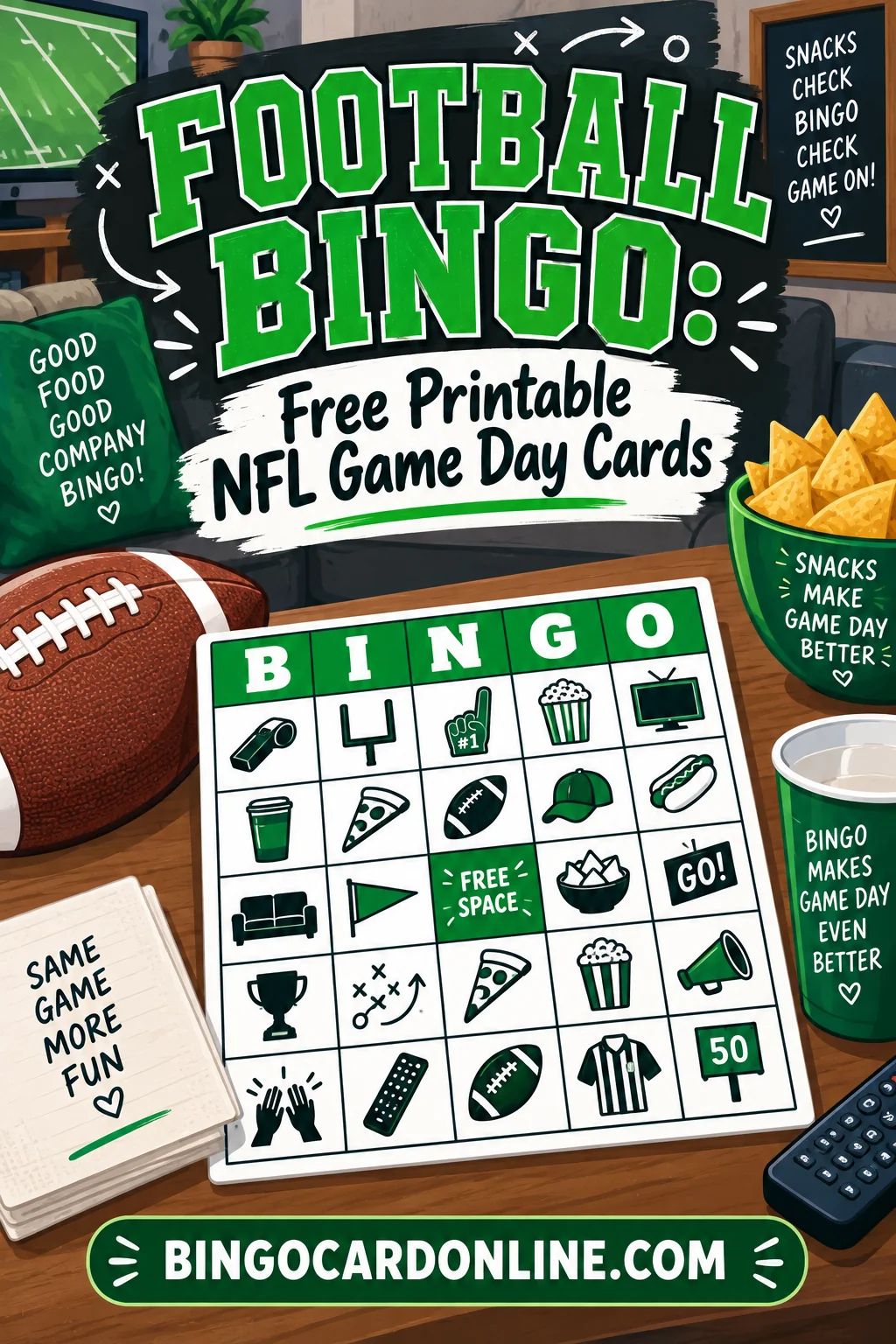 Football Bingo: Free Printable NFL Game Day Cards