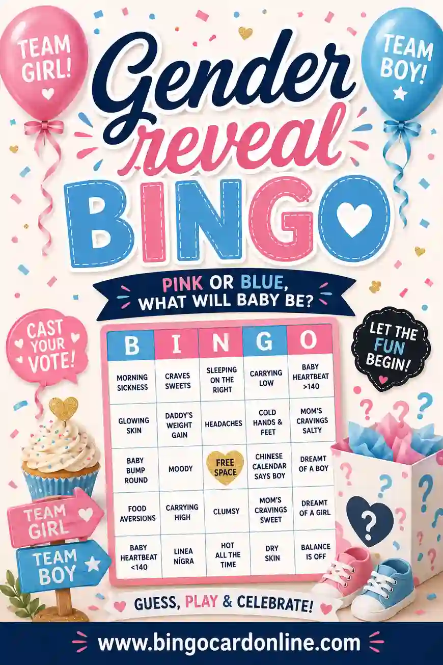 Gender Reveal Bingo: Free Printable & Customizable