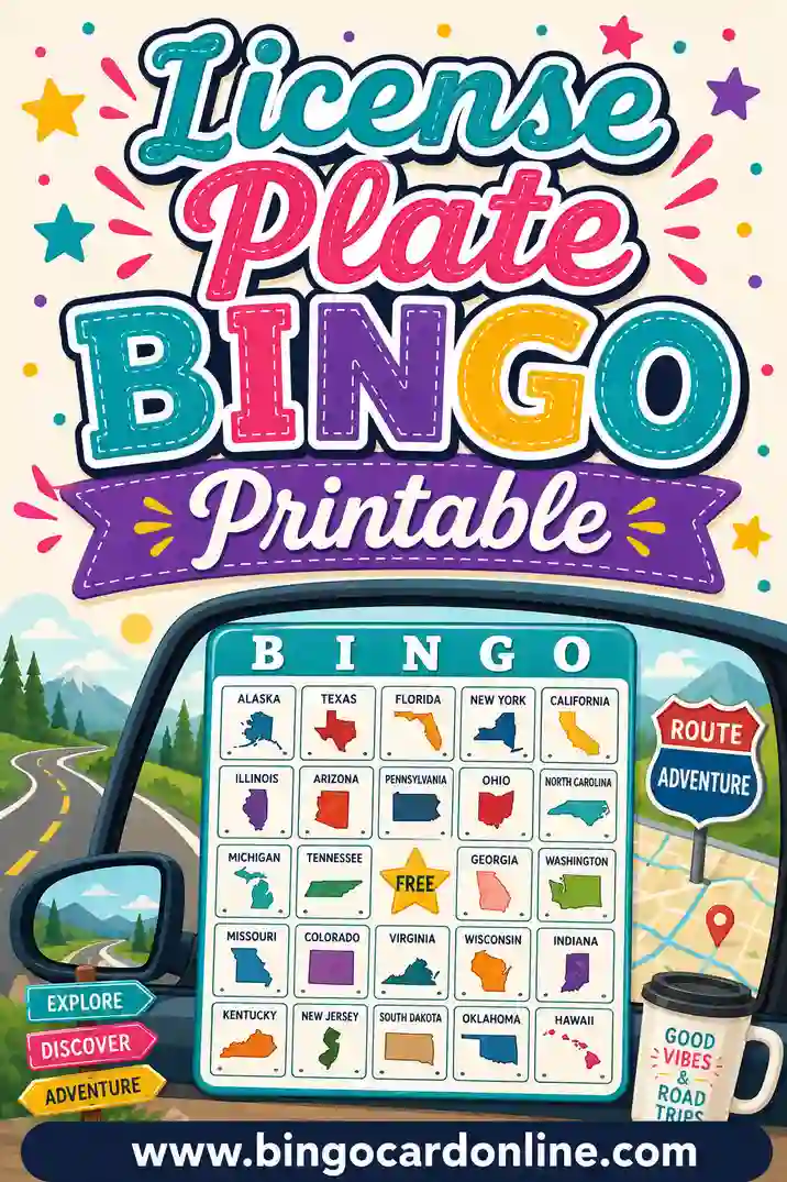 License Plate Bingo Printable: Free Road Trip State Game
