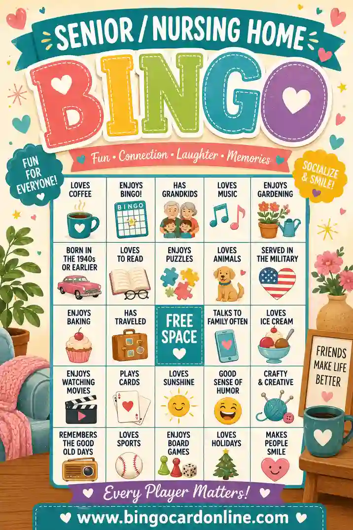 Senior & Nursing Home Bingo: Free Printable Cards
