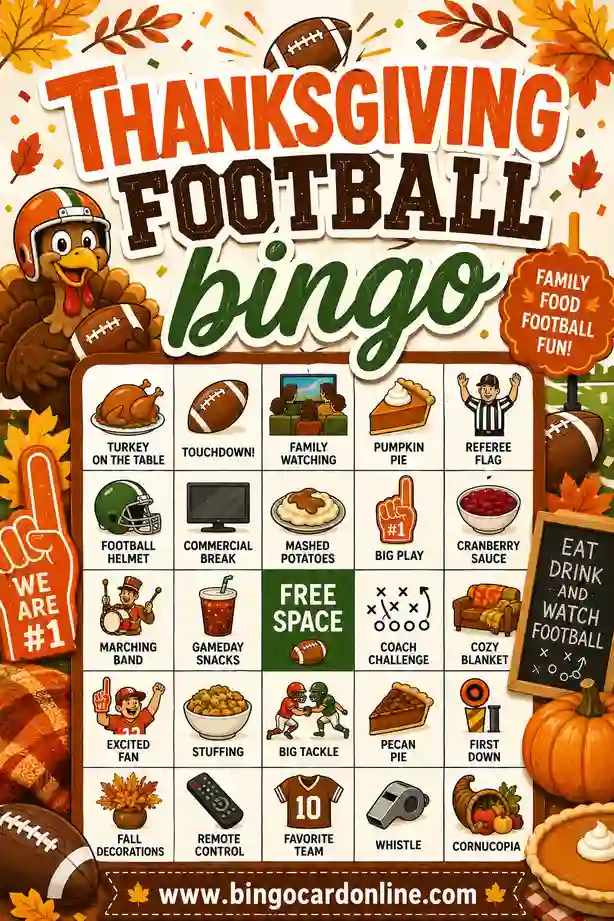 Thanksgiving Football Bingo: Free Printable Cards