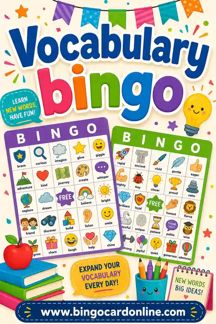 Vocabulary Bingo: Free Printable Cards for the Classroom